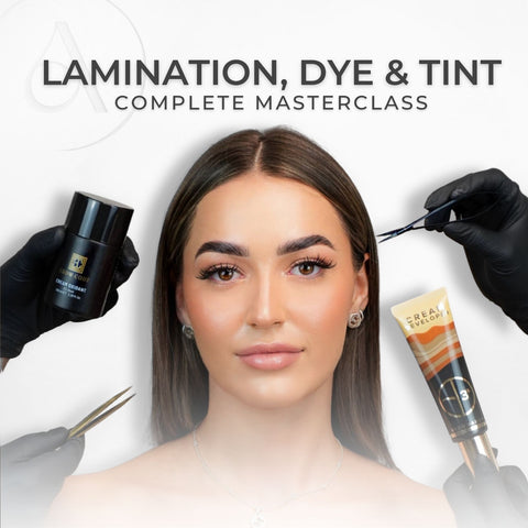 Carvd Academy Lamination, Dye and Tint Complete Masterclass — online brow course covering professional brow lamination, dye and tinting techniques using top industry products