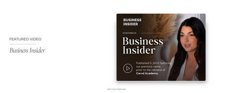Business Insider feature video featuring Zoe Sloane, founder of Carvd Academy, sharing her journey in beauty education and entrepreneurship.