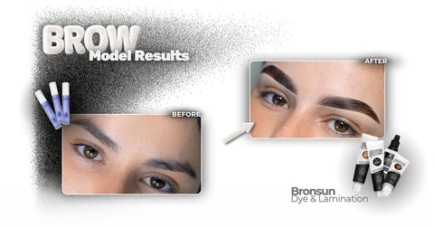 After brow lamination and Bronsun dye treatment — bold, lifted and defined brows achieved using the Carvd Academy Bronsun Dye and Lamination Tutorial