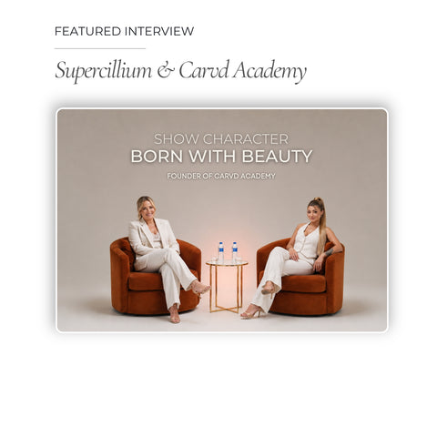Featured interview with Zoe Sloane, founder of Carvd Academy, seated during a professional industry discussion with Supercillium, sharing insights on beauty, education, and entrepreneurship.