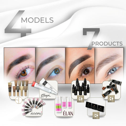 Carvd Academy Lamination, Dye and Tint Masterclass — 4 real brow lamination and dye results across 7 top industry products including Thuya, Noemi, Elan, Brow Code and Brow Daddy