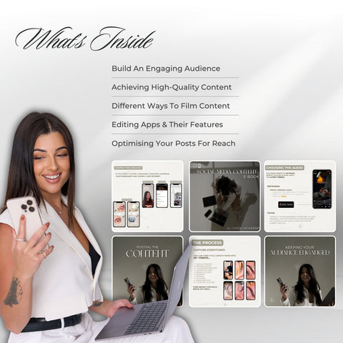 Carvd Academy Social Media Content Ebook — covers building an engaging audience, creating high quality content, filming techniques, editing apps and features, and optimising posts for reach on Instagram and TikTok for beauty professionalsSonnet 4.6