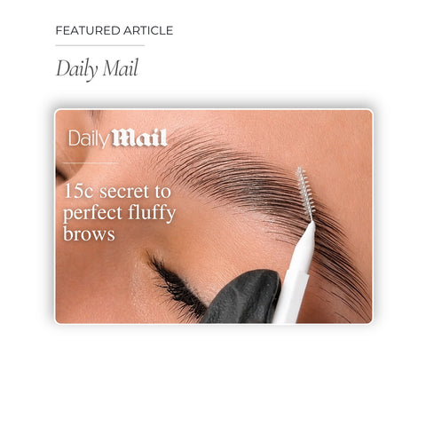 Featured Daily Mail article covering fluffy eyebrow trends and professional brow styling techniques taught by Carvd Academy.